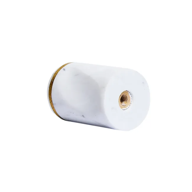 Bouton de meuble cylindre Encoche, résine blanc lisse