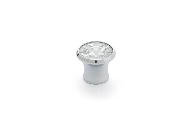 4 boutons de meuble Cylindrique, aluminium argent chromé