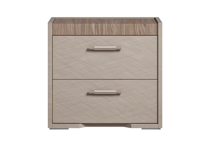Table de chevet 2 tiroirs bois corde et noyer design - Nora