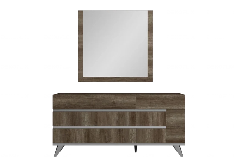 Commode 6 tiroirs bois chêne laqué design - Medea