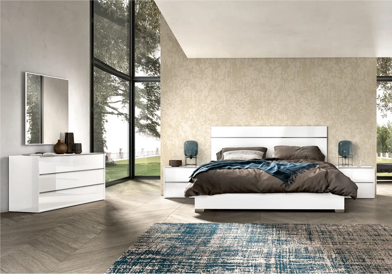 Commode 6 tiroirs blanc laqué design - Luna