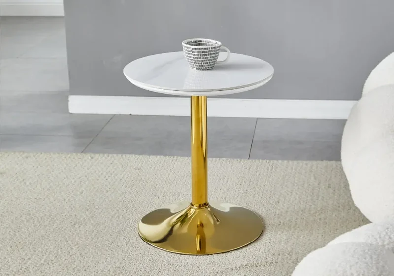 Petite table dorée céramique marbre gris - Boye