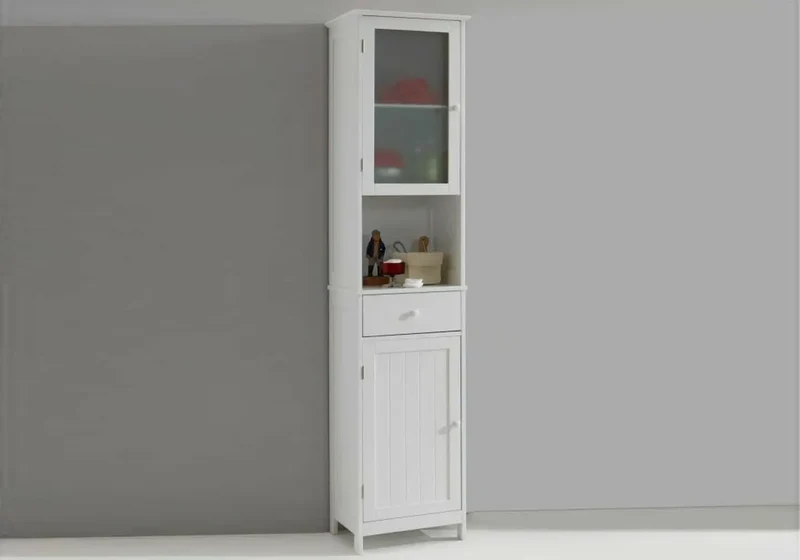 Meuble colonne rangement blanc - Cira