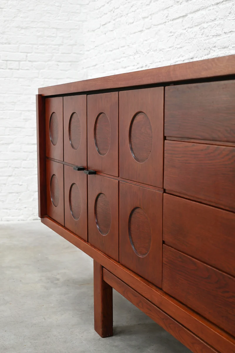 Brutalist Oak Sideboard, Belgium, 1970s