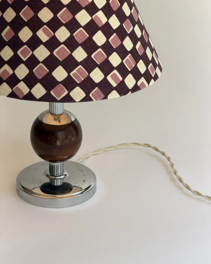 Vintage Swedish Art Deco Metal and Wood Table Lamp, 1930s