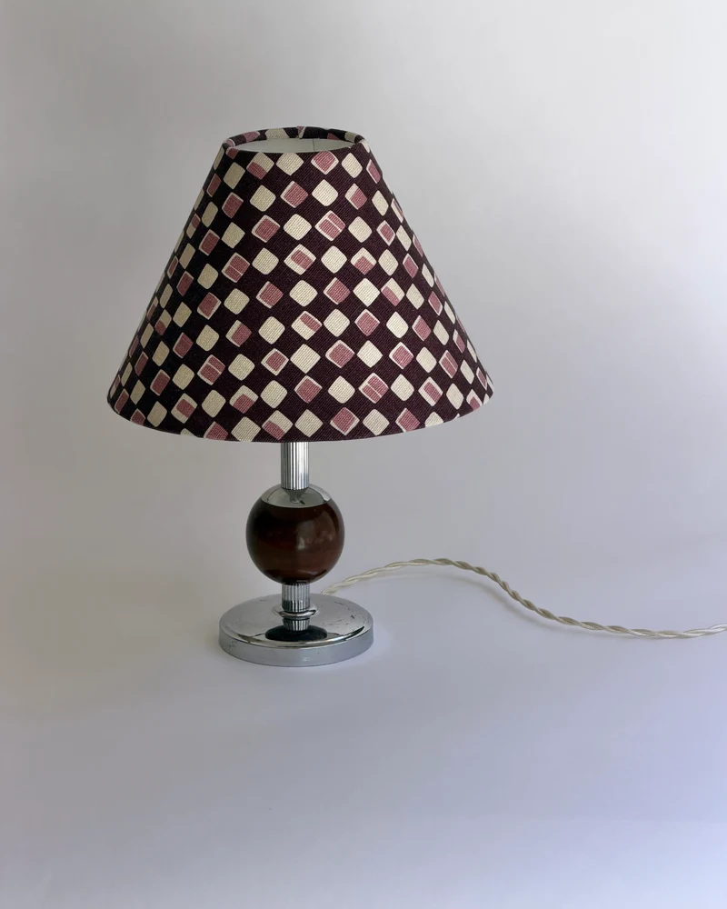 Vintage Swedish Art Deco Metal and Wood Table Lamp, 1930s