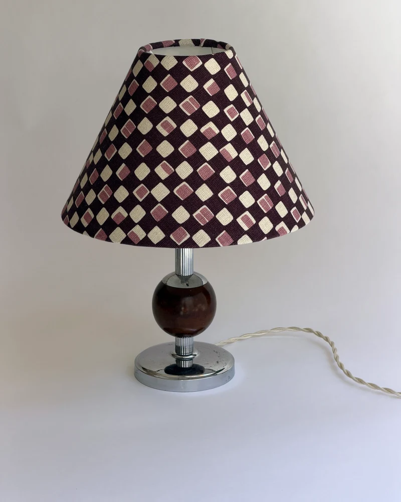 Vintage Swedish Art Deco Metal and Wood Table Lamp, 1930s