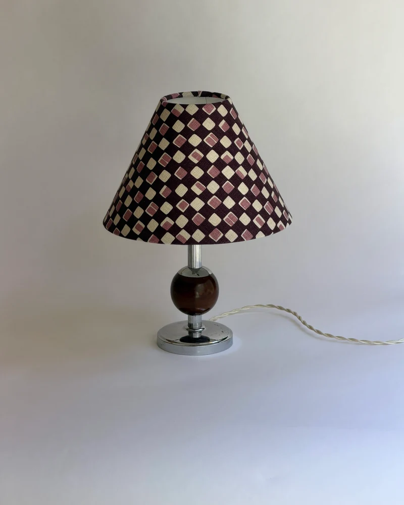 Vintage Swedish Art Deco Metal and Wood Table Lamp, 1930s