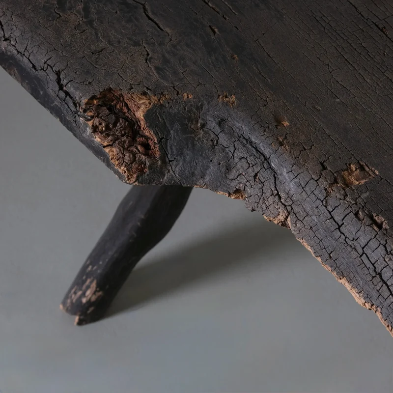 Wabi-Sabi Rustic Dark Wood Side Table | Belgium | Vintage