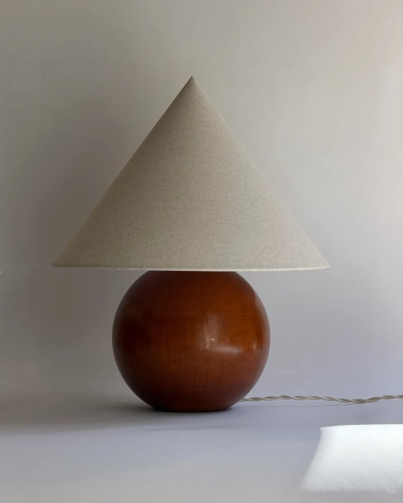 Vintage Wooden Cone Table Lamp