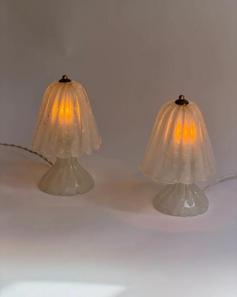 Vintage clear Murano Glass Table Lamp