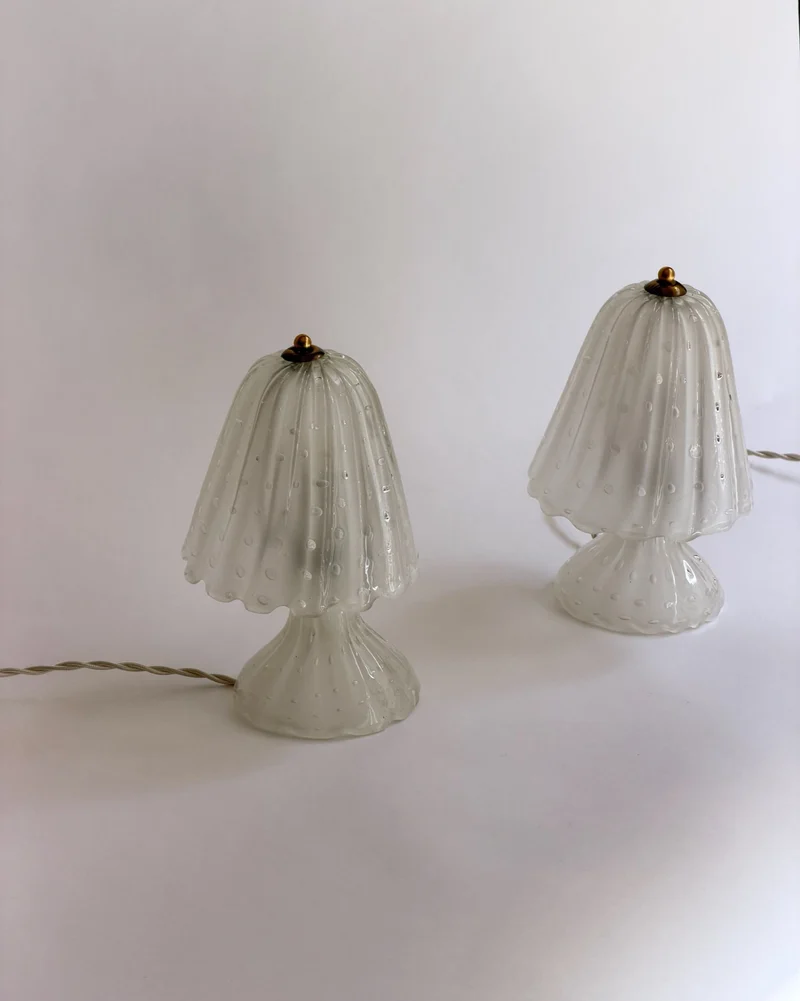 Vintage clear Murano Glass Table Lamp