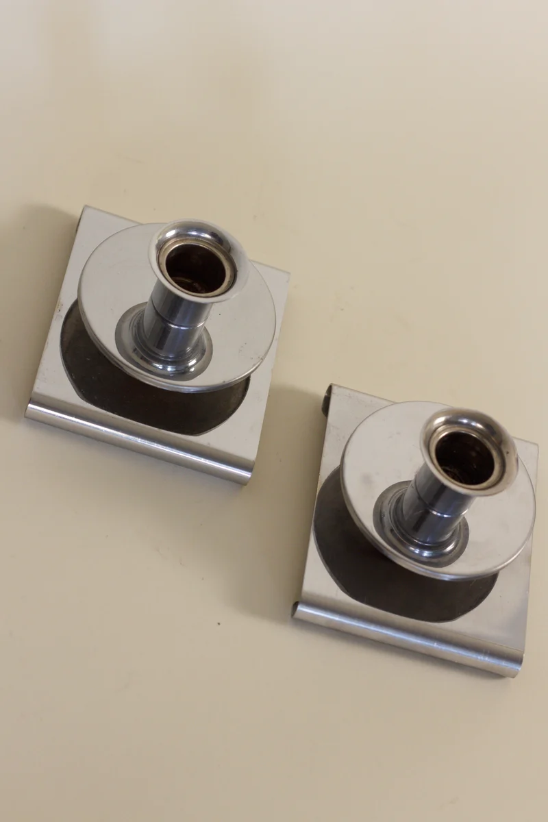 Pair of Art Deco Chrome Candlesticks