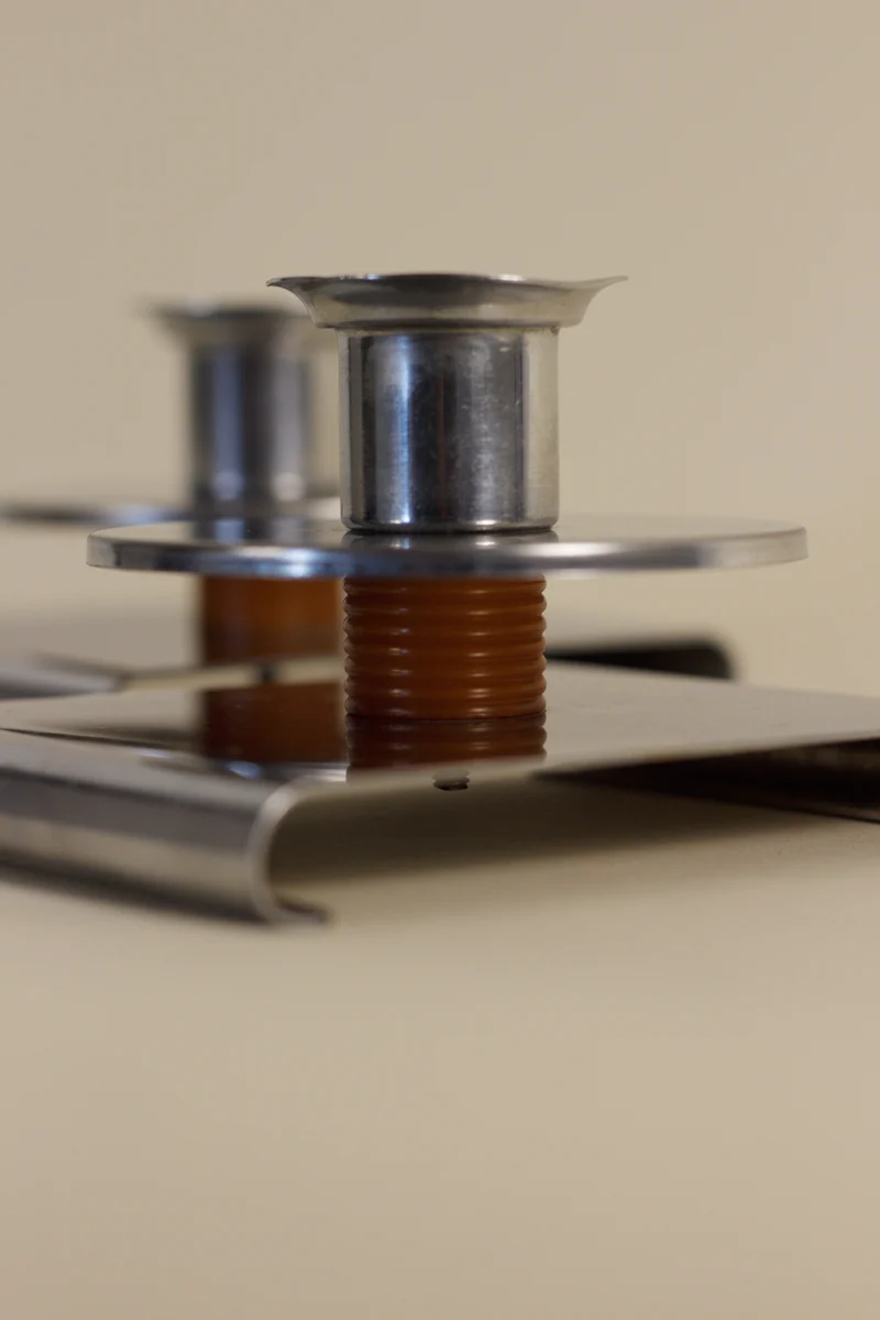 Pair of Art Deco Chrome Candlesticks