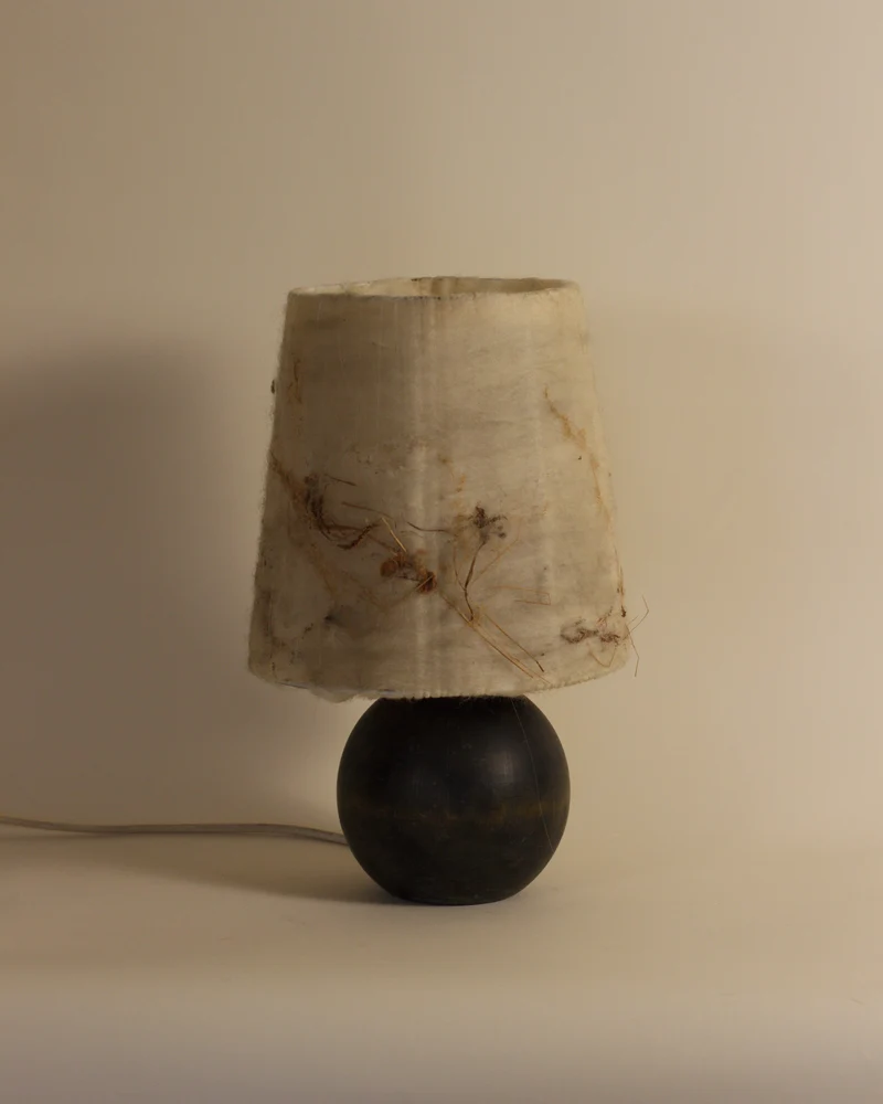 Vintage Sculptural Wood Sphere Table Lamp, 1960s