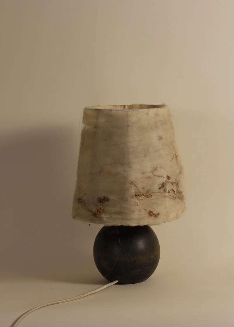 Vintage Sculptural Wood Sphere Table Lamp, 1960s