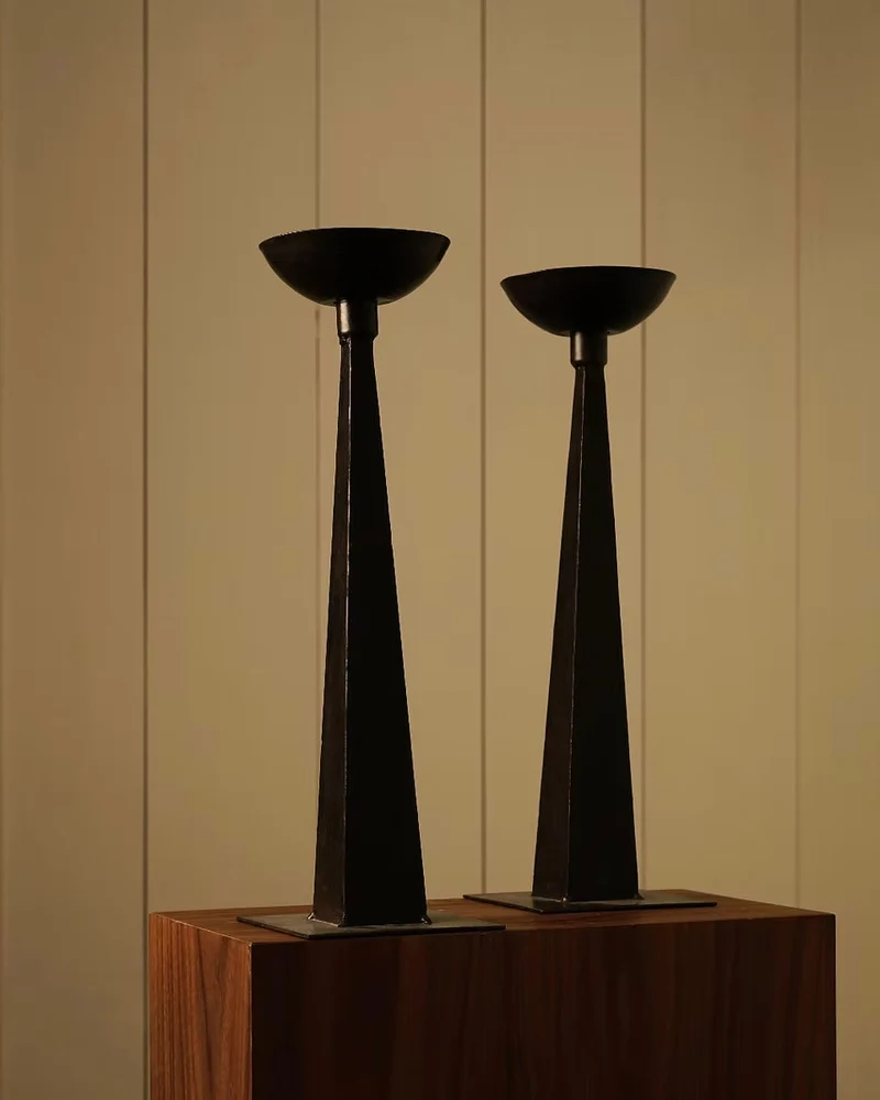 Sculptural Iron Candleholders
