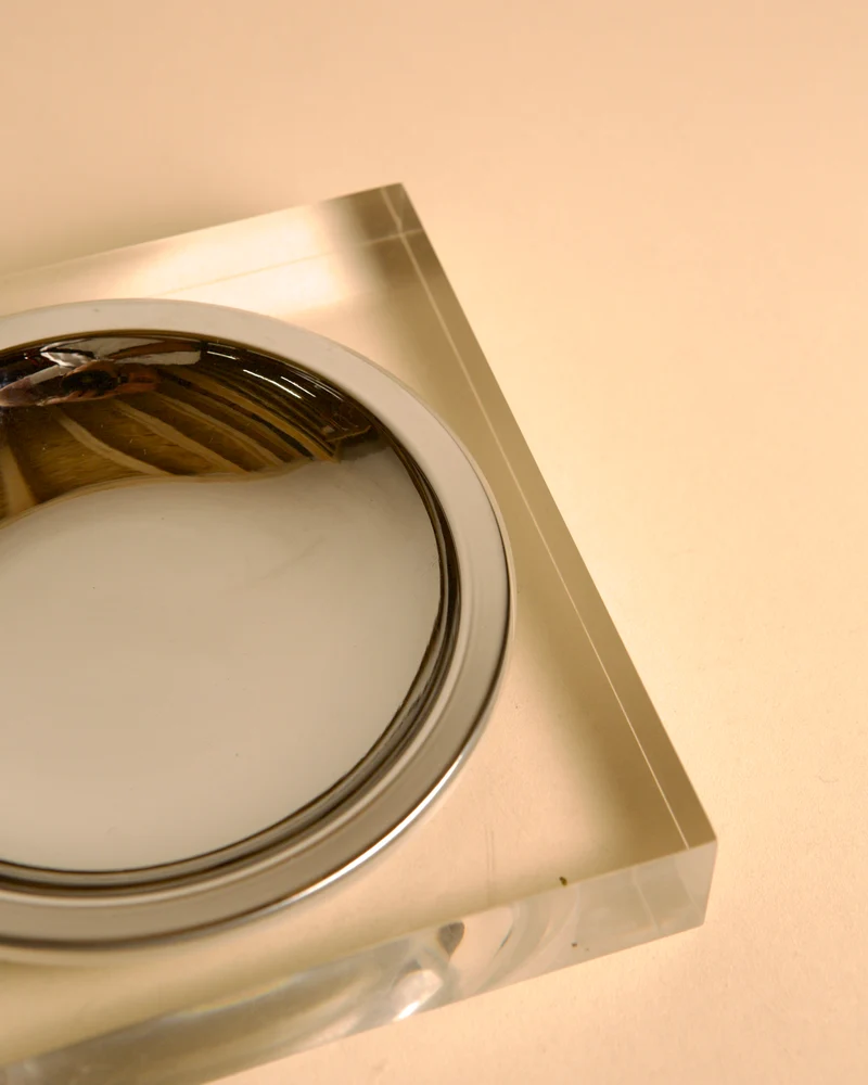 Italian Square Metal and Plexiglass Catch-all, 1970s