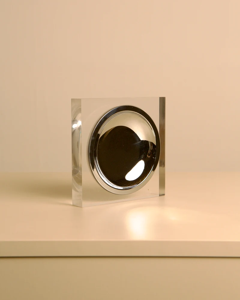 Italian Square Metal and Plexiglass Catch-all, 1970s