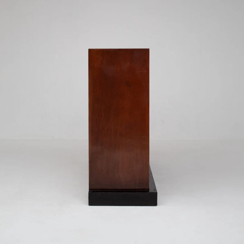 Art Deco Wooden Cabinet with Black Lacquered Door