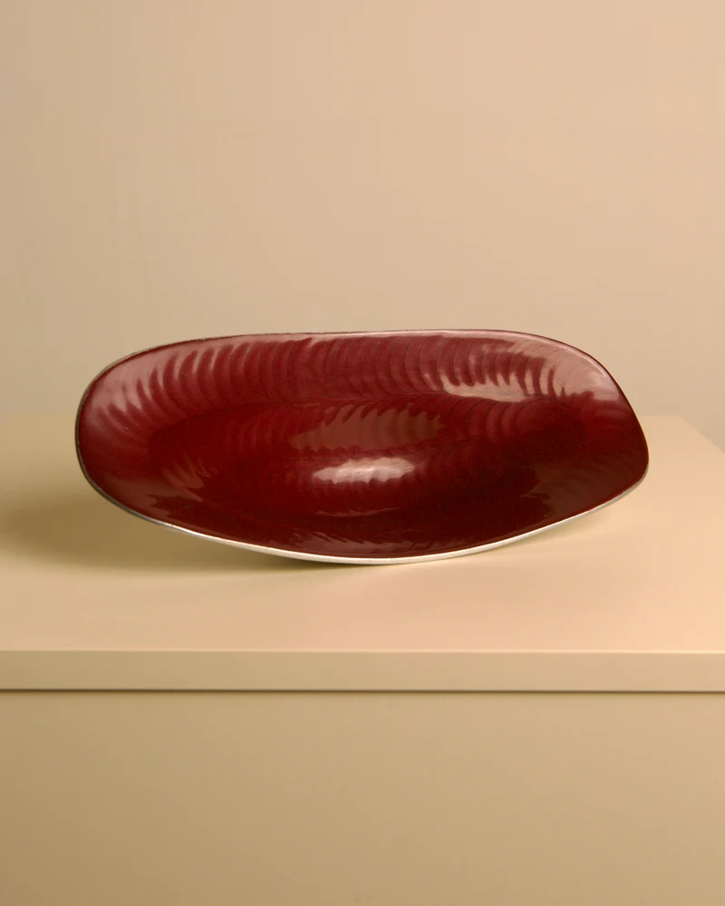 Italian burgundy aluminium "Galassia" catch-all by Brandani, 1980s