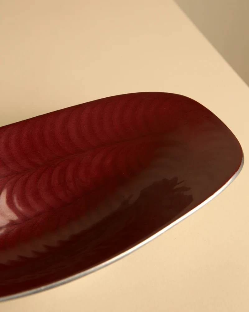 Italian burgundy aluminium "Galassia" catch-all by Brandani, 1980s