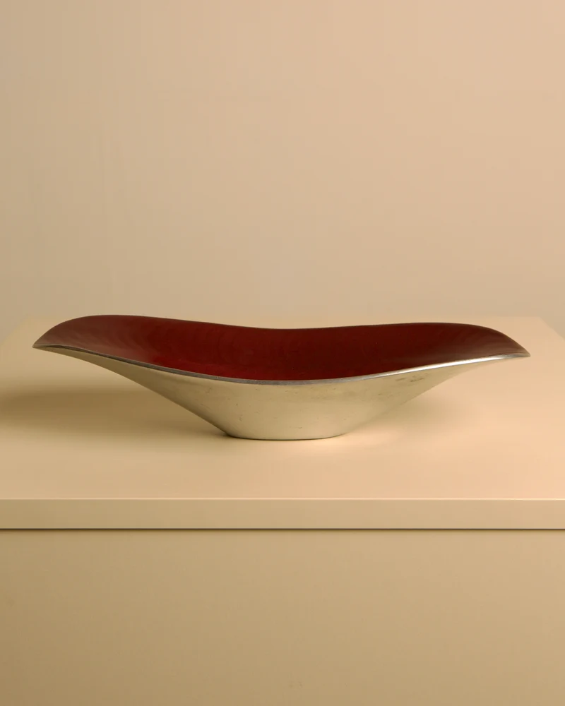 Italian burgundy aluminium "Galassia" catch-all by Brandani, 1980s