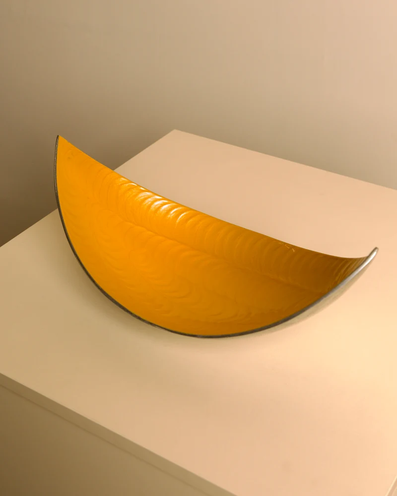 Italian yellow aluminium "Galassia" catch-all by Brandani, 1980s