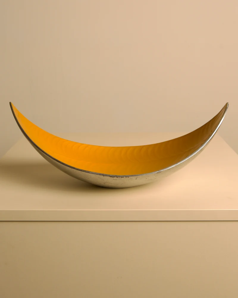 Italian yellow aluminium "Galassia" catch-all by Brandani, 1980s