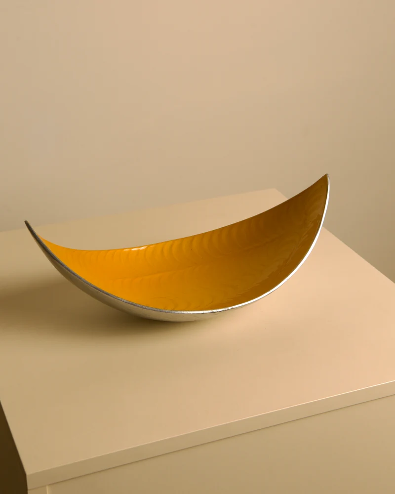 Italian yellow aluminium "Galassia" catch-all by Brandani, 1980s
