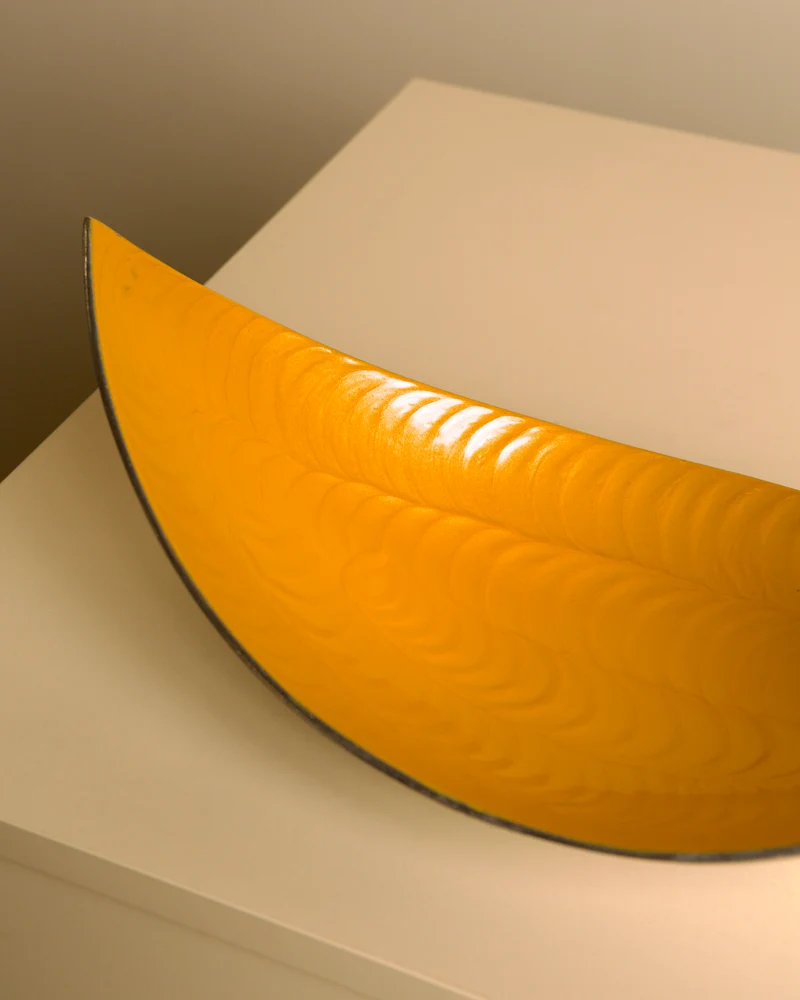 Italian yellow aluminium "Galassia" catch-all by Brandani, 1980s