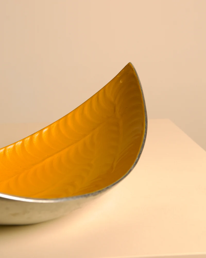 Italian yellow aluminium "Galassia" catch-all by Brandani, 1980s