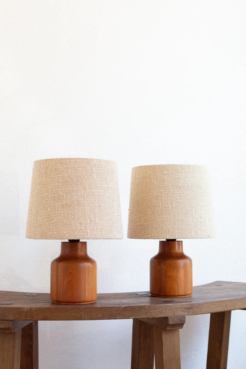 Vintage Mid-Century Kirk Copenhagen Teak Table Lamps, 1960s