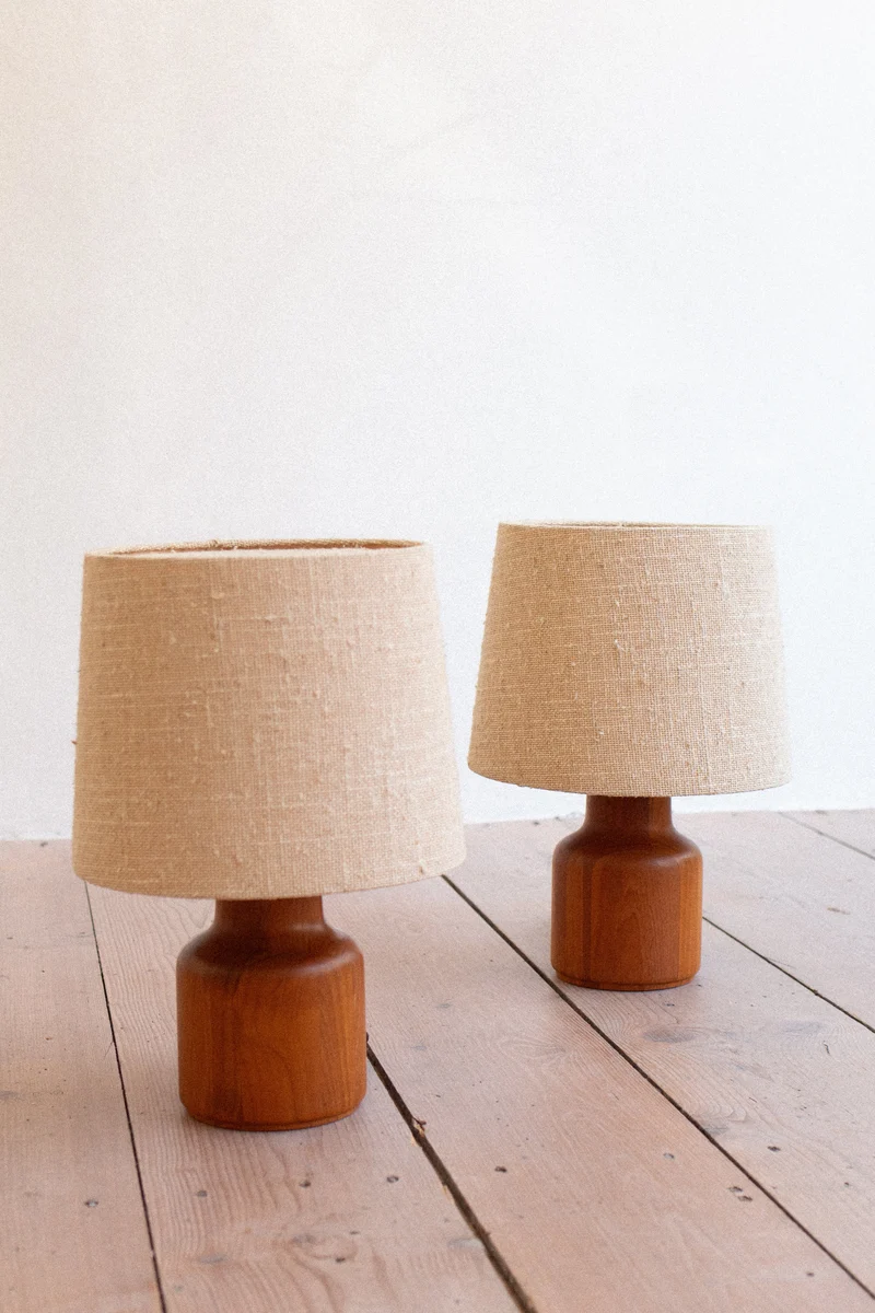Vintage Mid-Century Kirk Copenhagen Teak Table Lamps, 1960s