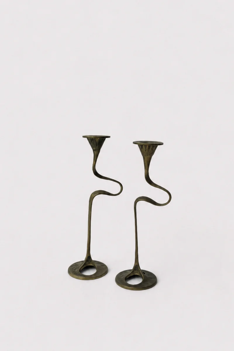 Kurt Jesch Brass Candlesticks, Pair
