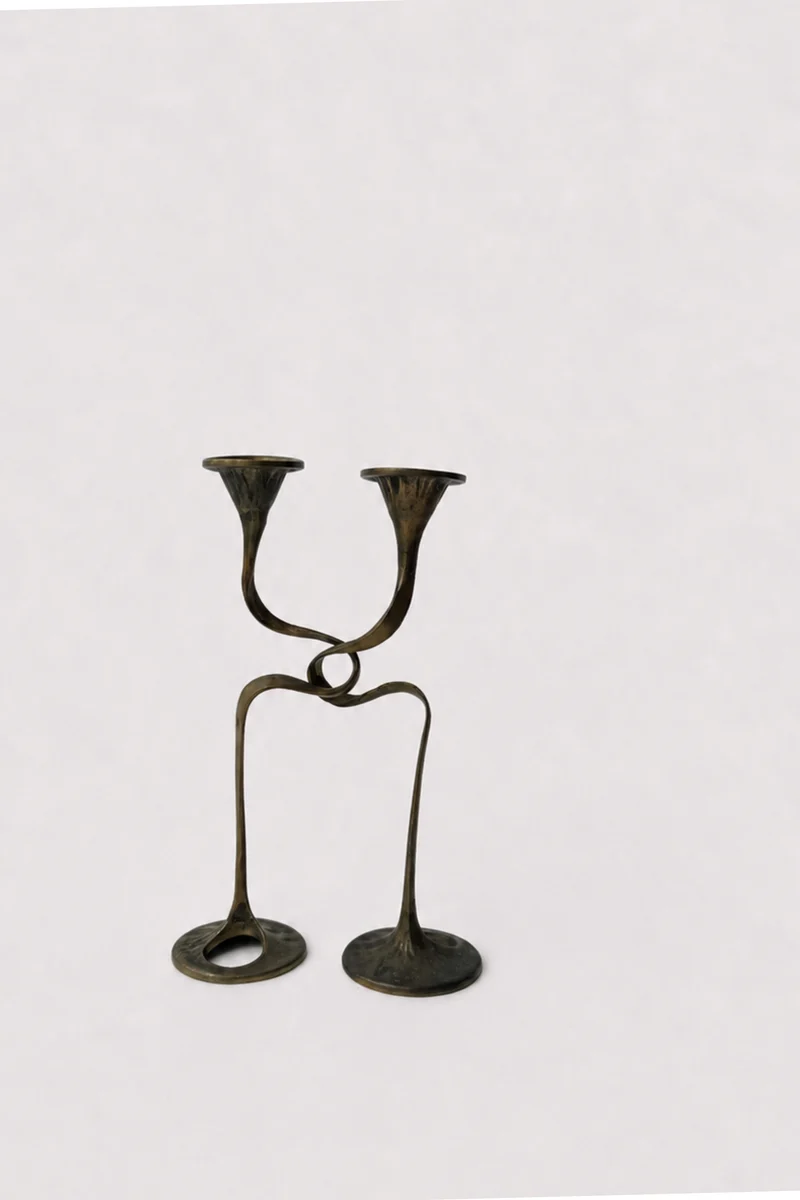 Kurt Jesch Brass Candlesticks, Pair
