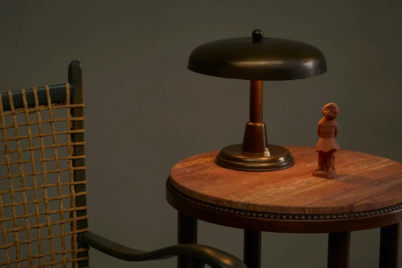 Vintage Mid-Century Italian Table Lamp in Patinated Brass 1950s