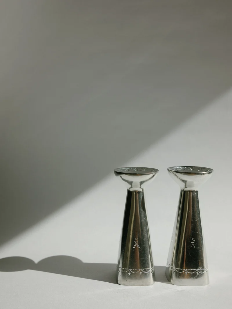 Charming Pair of Pewter Candlesticks by Brødrene Mylius - Norway c. 1960s