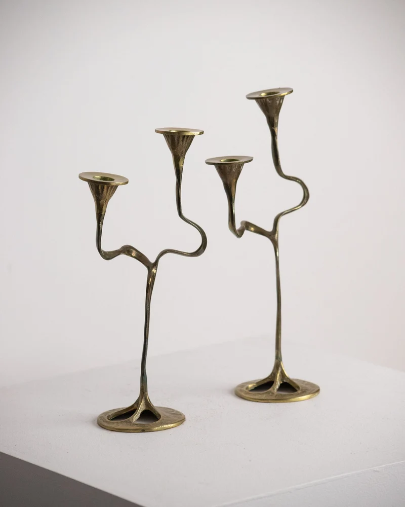 Pair of Brass Candelabra, Attributed to Kurt Jesch, Austria 1960s