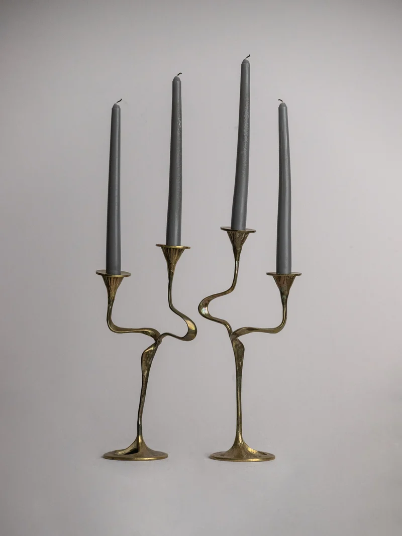 Pair of Brass Candelabra, Attributed to Kurt Jesch, Austria 1960s