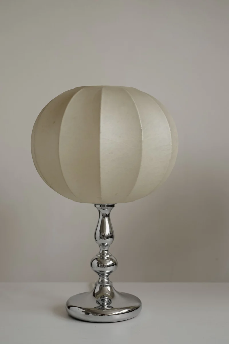 Rare Vintage Mid-Century Modern Cocoon Chrome Table Lamps, 1960s