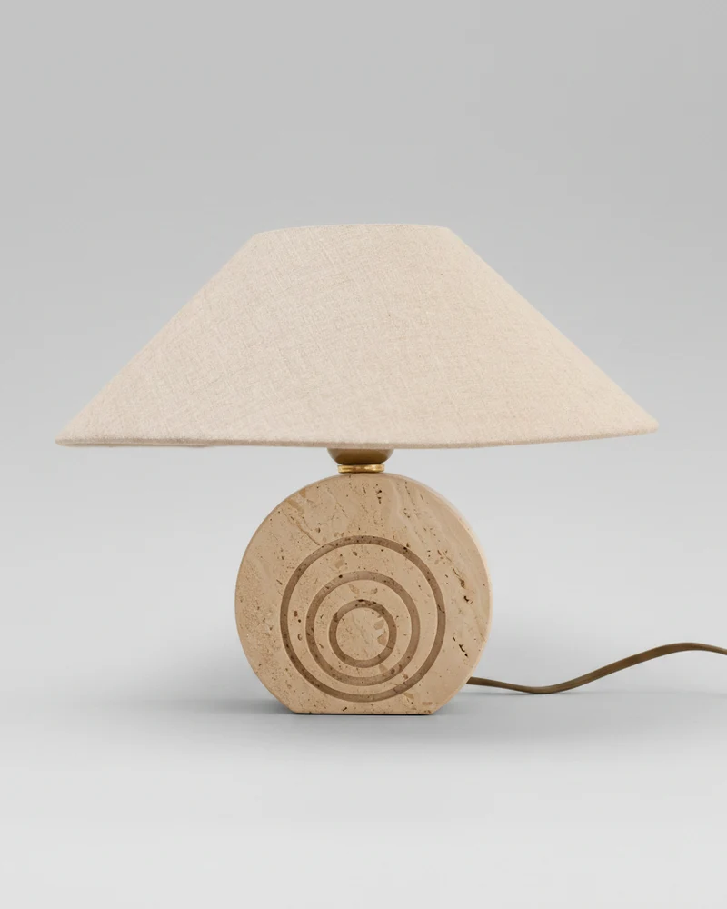 Vintage BOCCIONI 2 Travertine Table Lamp