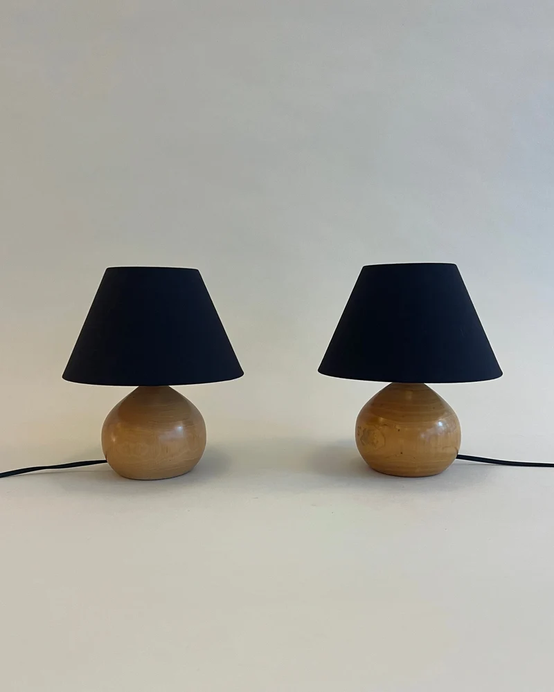 Vintage MURCIE PAIR OF Wood Table Lamp