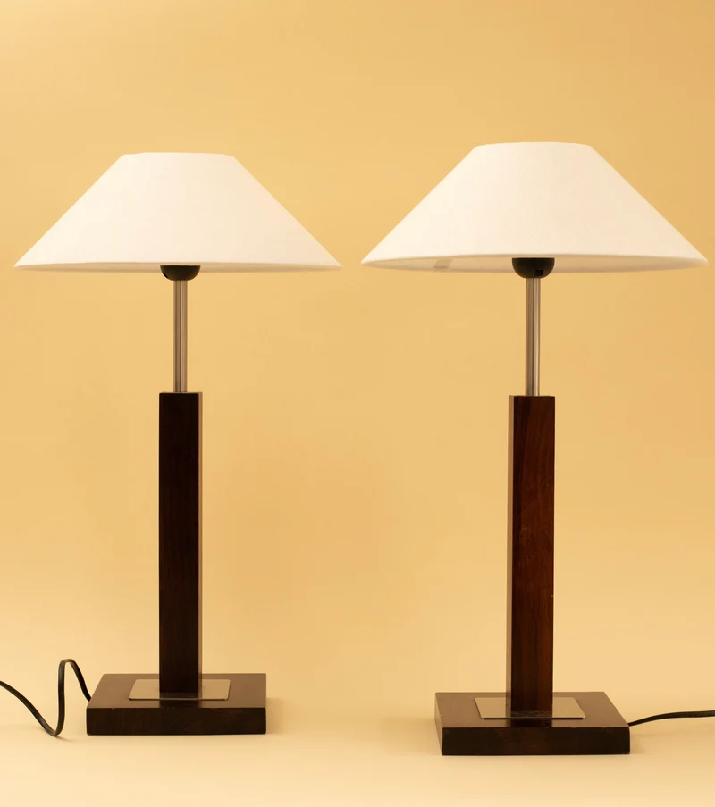 Vintage BATTISTA Wood Table Lamp