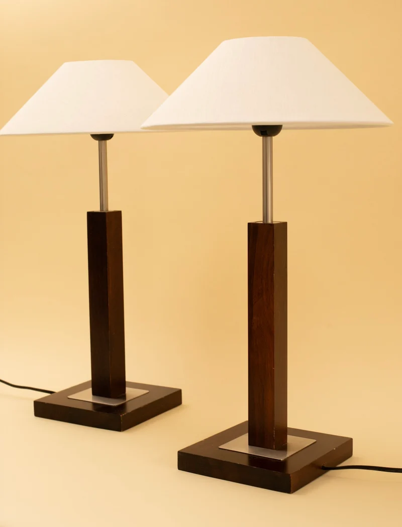 Vintage BATTISTA Wood Table Lamp