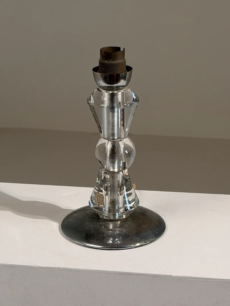 Vintage Art Deco Glass Table Lamp, France, circa 1930