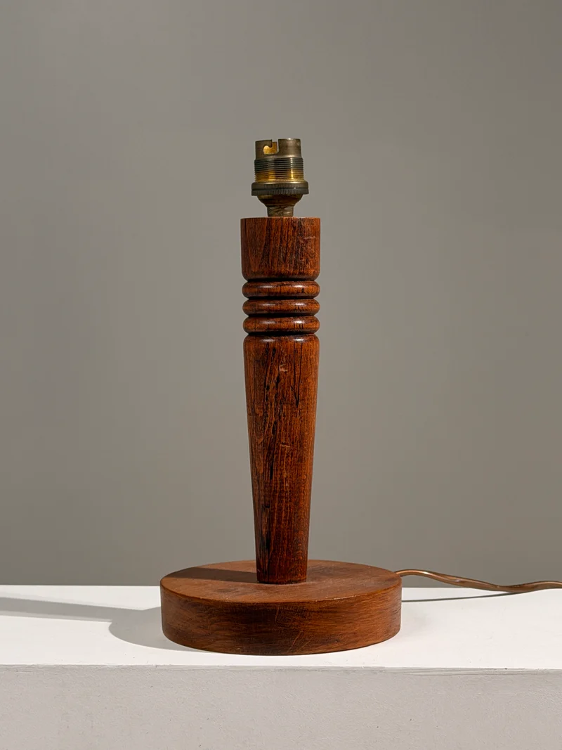 Vintage Art Deco Carved Wood Table Lamp, France, circa 1930