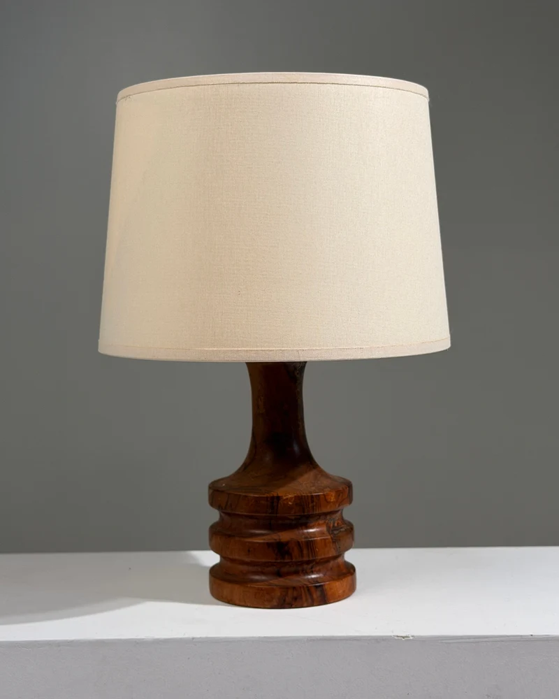 Vintage Art Deco Carved Wood Table Lamp, France, circa 1930