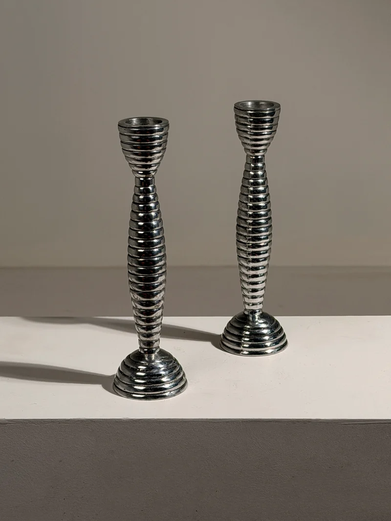 Pair of Modernist Candleholders, France, circa 1970