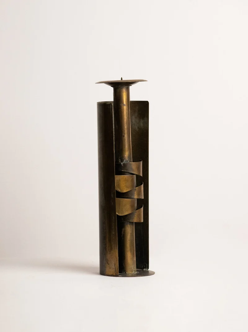 Czesław Palczewski Candleholder, Hand Cut Polish Brutalist Metalwork, 1970s